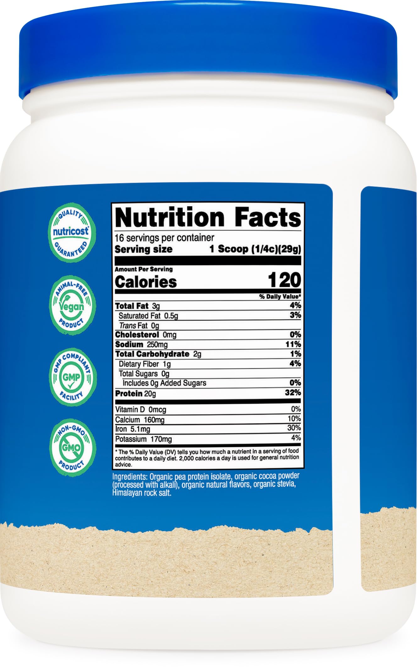 Nutricost Organic Pea Protein Powder Chocolate 16.2 oz