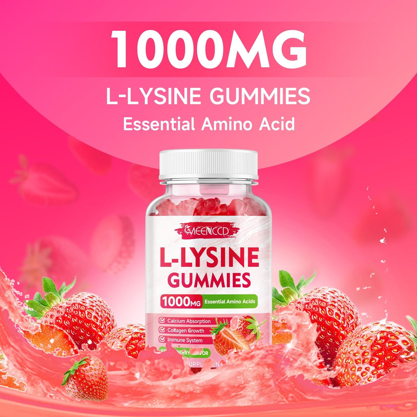 MEENCCD L-Lysine 1000mg Gummies, 60 Count