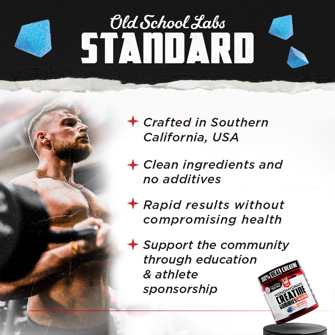 Old School Labs 5000mg Creatine Monohydrate Gummies, 120 Count
