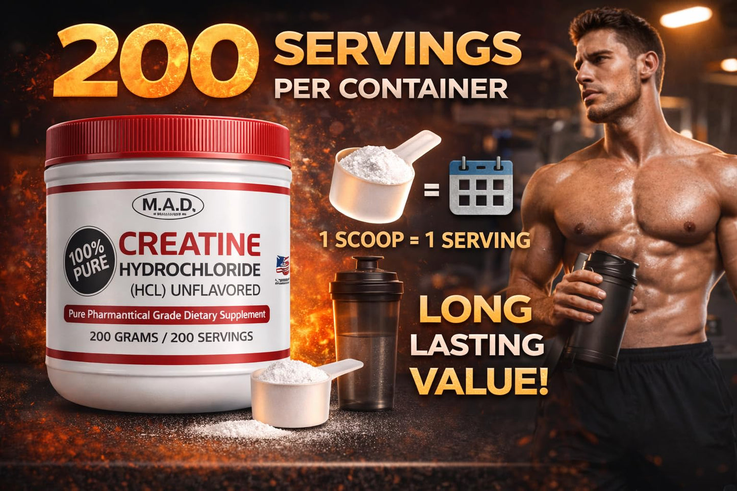 Generic MAD-Creatine HCL (Hydrochloride) Powder 8 Ounce
