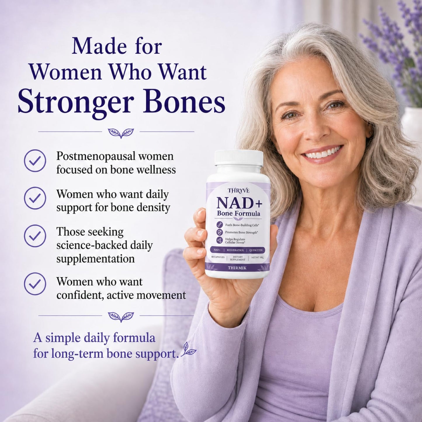 XDQXDQ Thirmik Thryve NAD+ Bone Formula Capsules, 60 Count