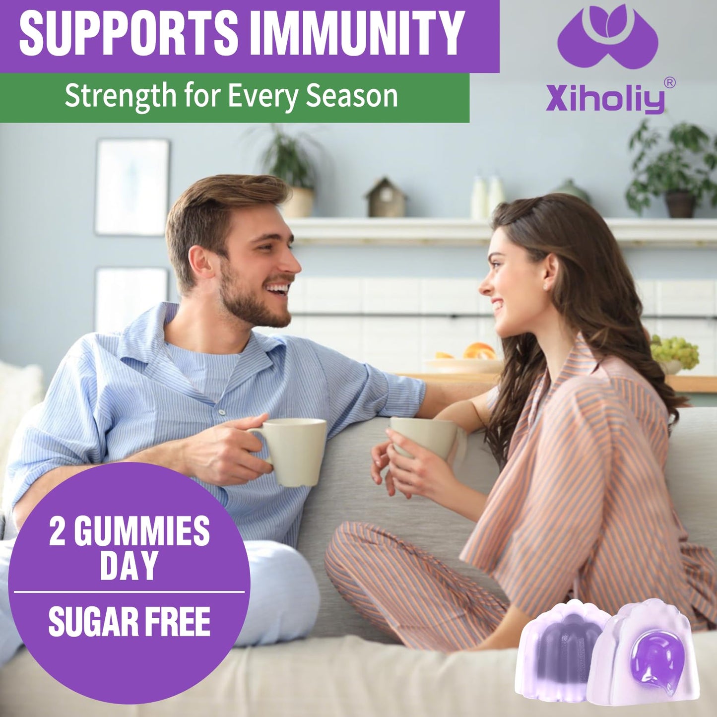 XIHOLIY Elderberry Gummies 60 Count