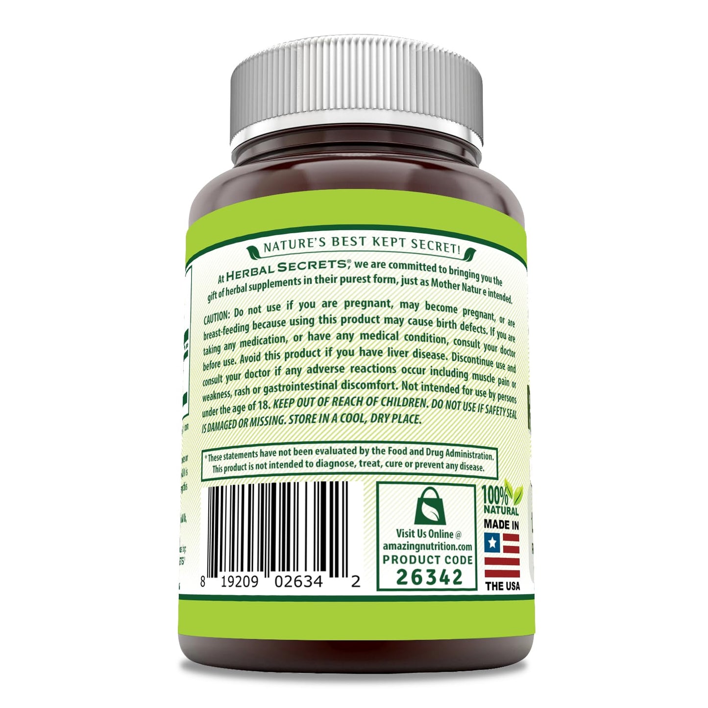 Herbal Secrets Red Yeast Rice 1200 Mg per Serving, 240 Veggie Capsules