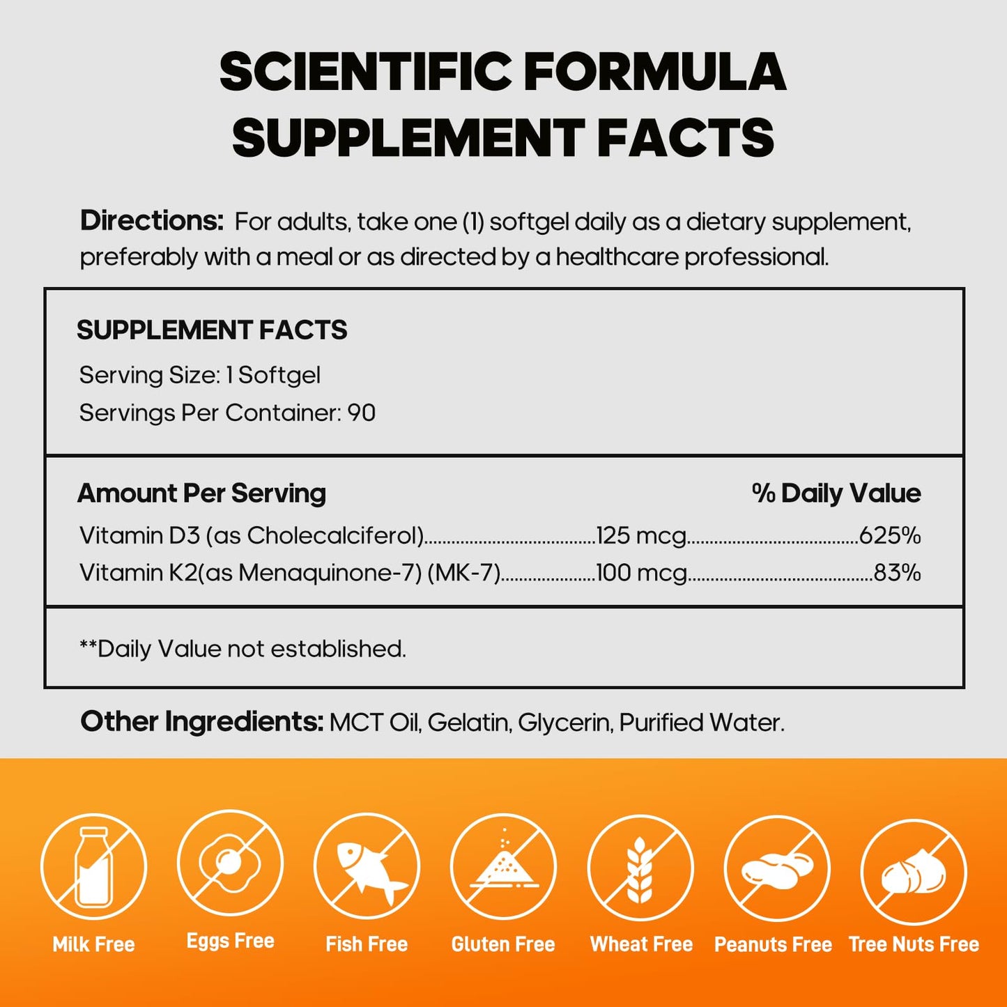 Yusiba Vitamin D3 K2 Softgels 90 Count
