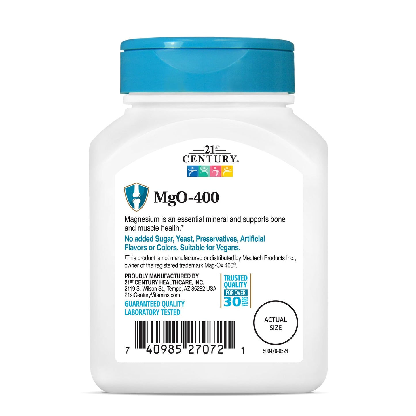 21st Century MgO 400 mg Tablets, 90 Count