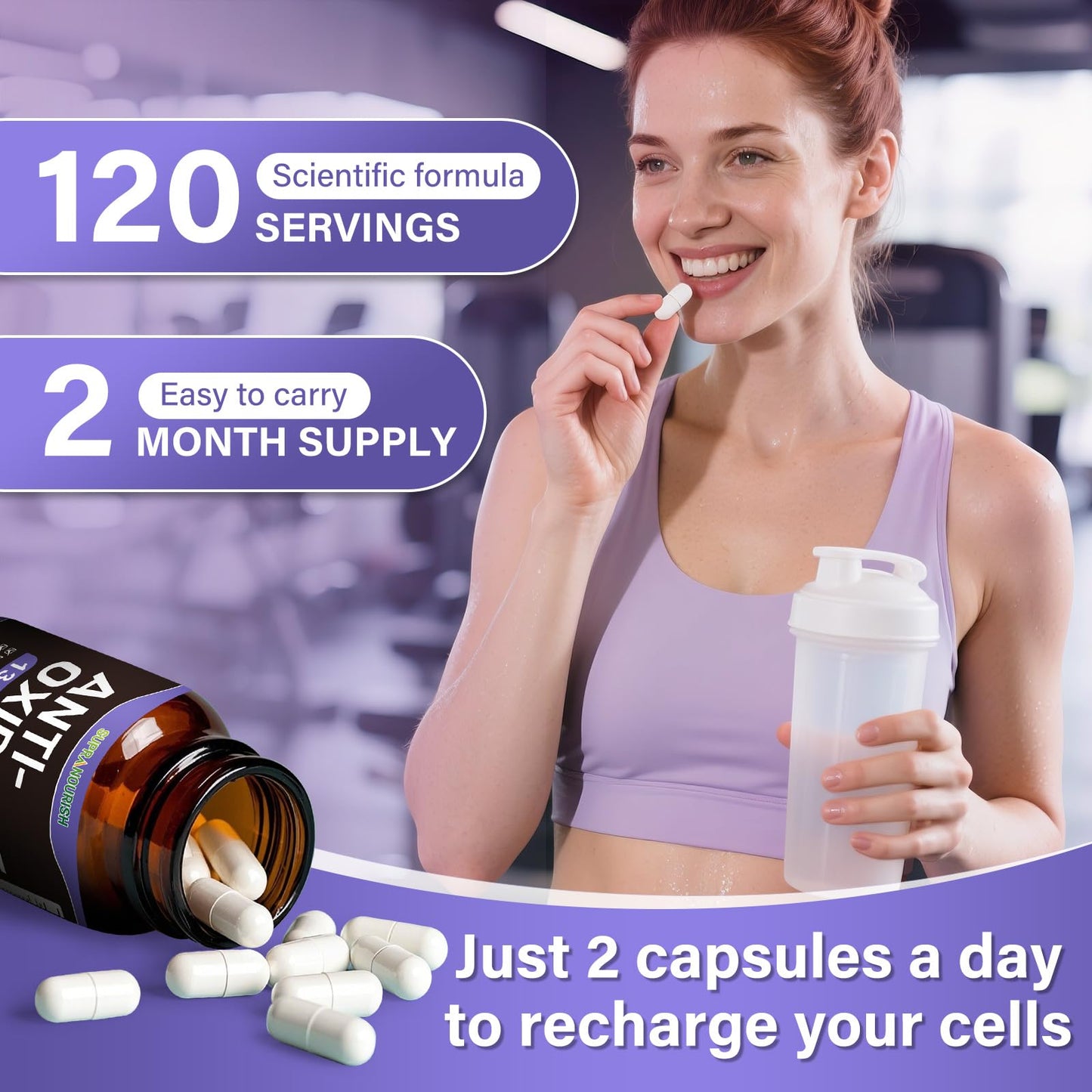 SUPRANOURISH 13-in-1 Antioxidants Supplement with NAD, NMNH, Resveratrol, Glutathione & PQQ - Natural Herbal & Fruit Formula, 120 Capsules