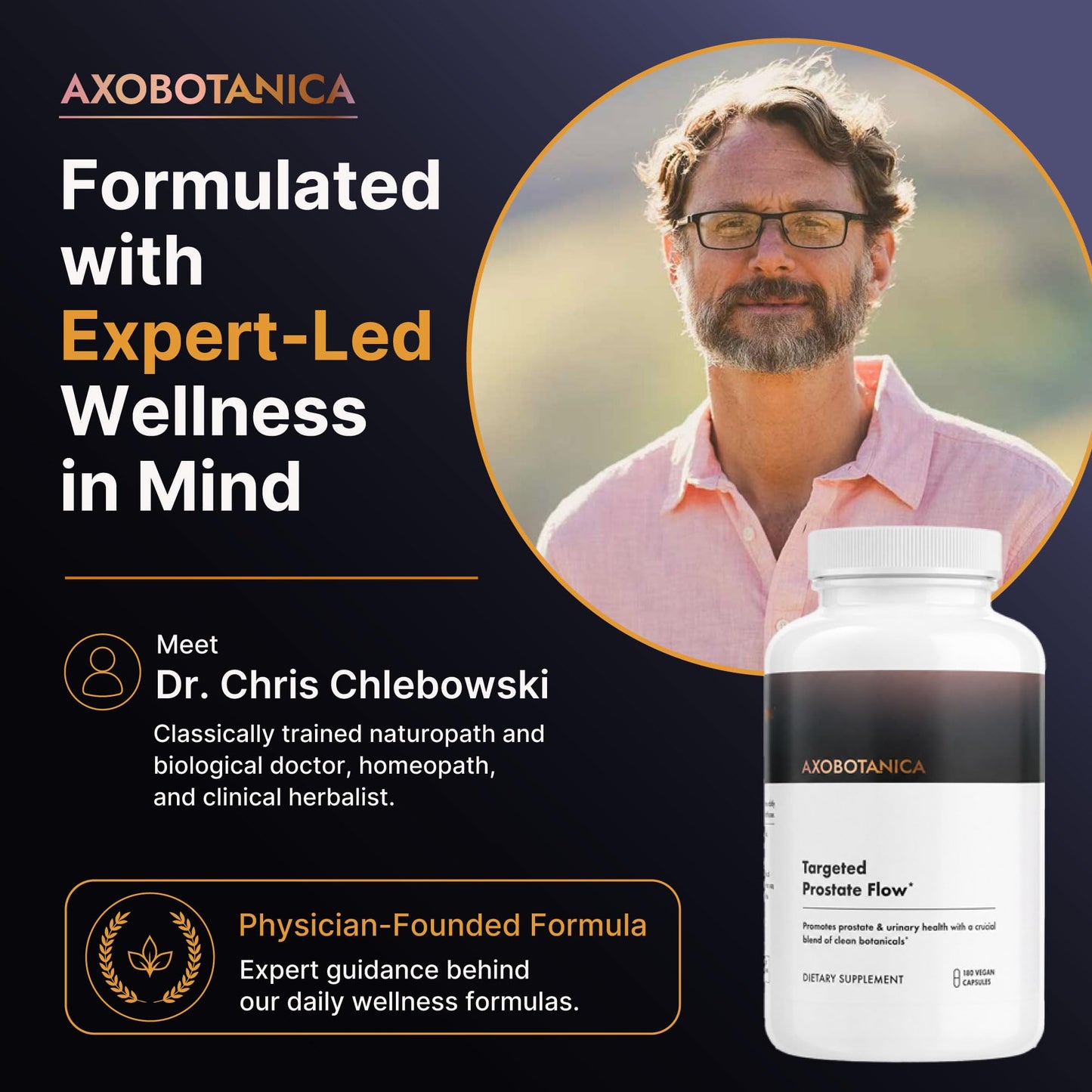Axobotanica Targeted Botanical Flow for Men – Organic Nettle Leaf, Beta-Sitosterol & Plant Sterol Blend – Daily Urinary and Bladder Support Capsules 180