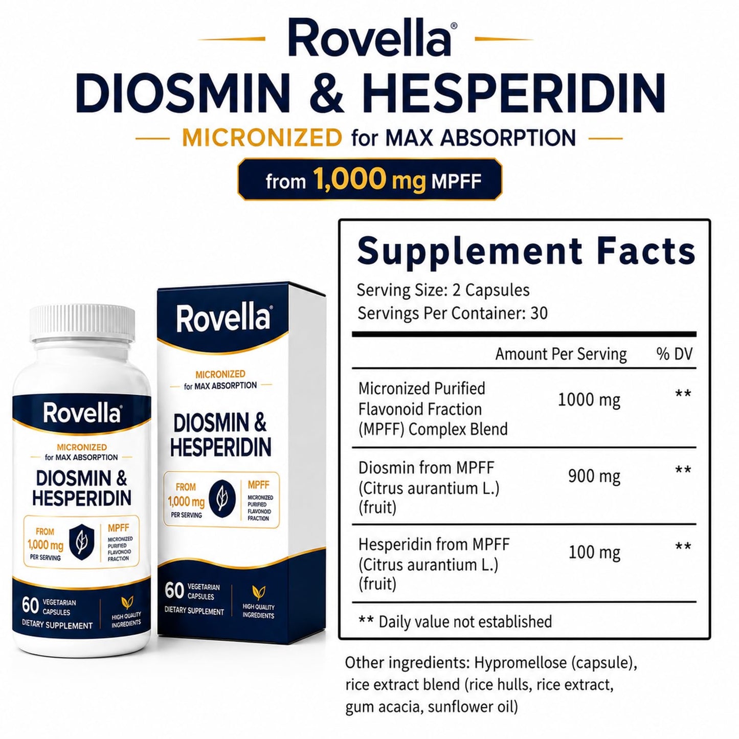 Garshana Rovella Diosmin Hesperidin Capsules, 60 Count