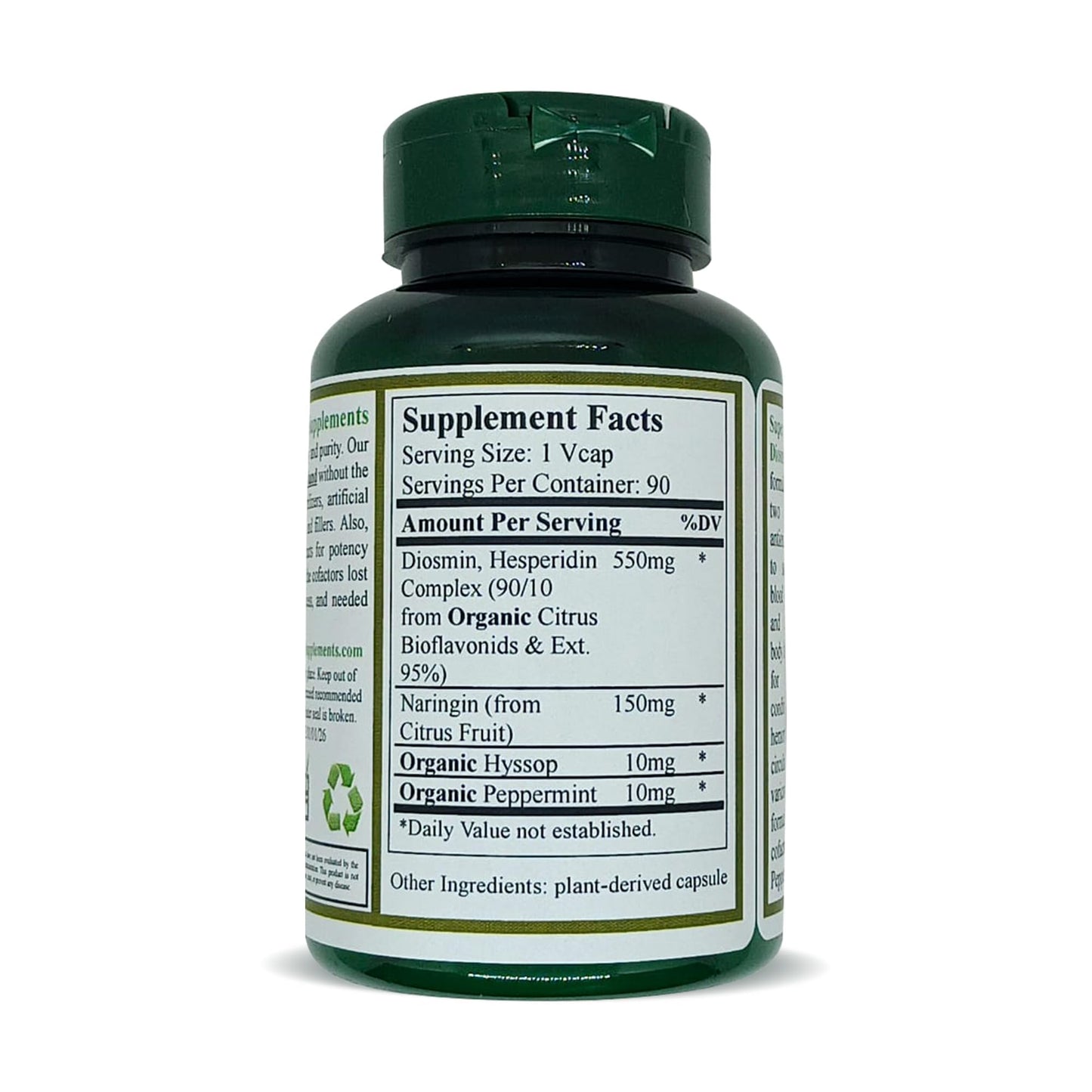Green Organic Supplements Hesperidin Diosmin 180 Unique Formula Capsules, Hand Made, Non-GMO, Vegan, Gluten Free, Pack of 2