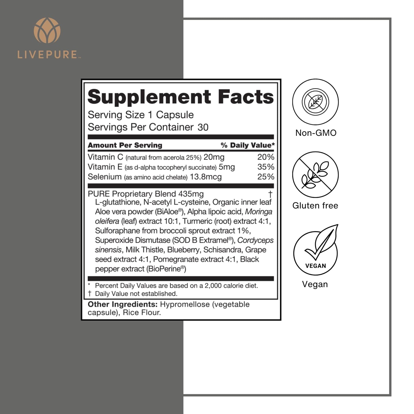 PURE PurXcel Antioxidant Supplement Capsule 30 Count