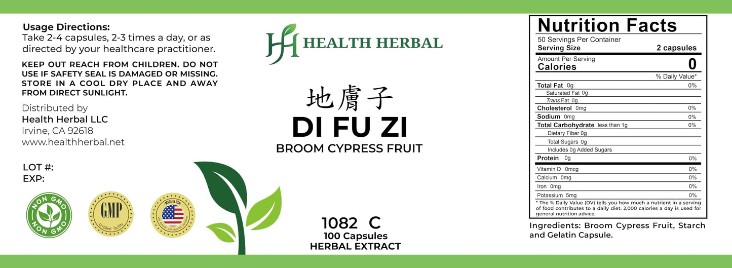 Health Herbal Di Fu Zi/Broom Cypress Fruit 100 Capsules