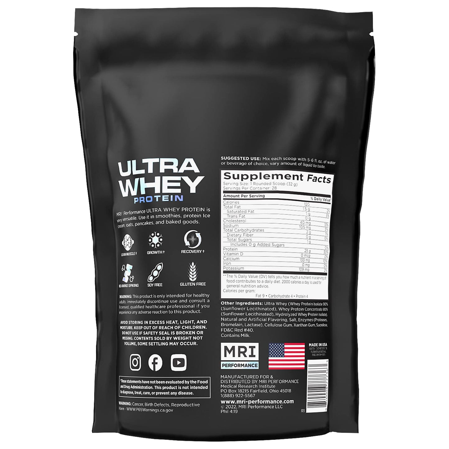 MRI Ultra Whey Protein 25g Hydrolyzed Isolate Blend Whey Protein Powder, Fruity Crunch, 16 Servings