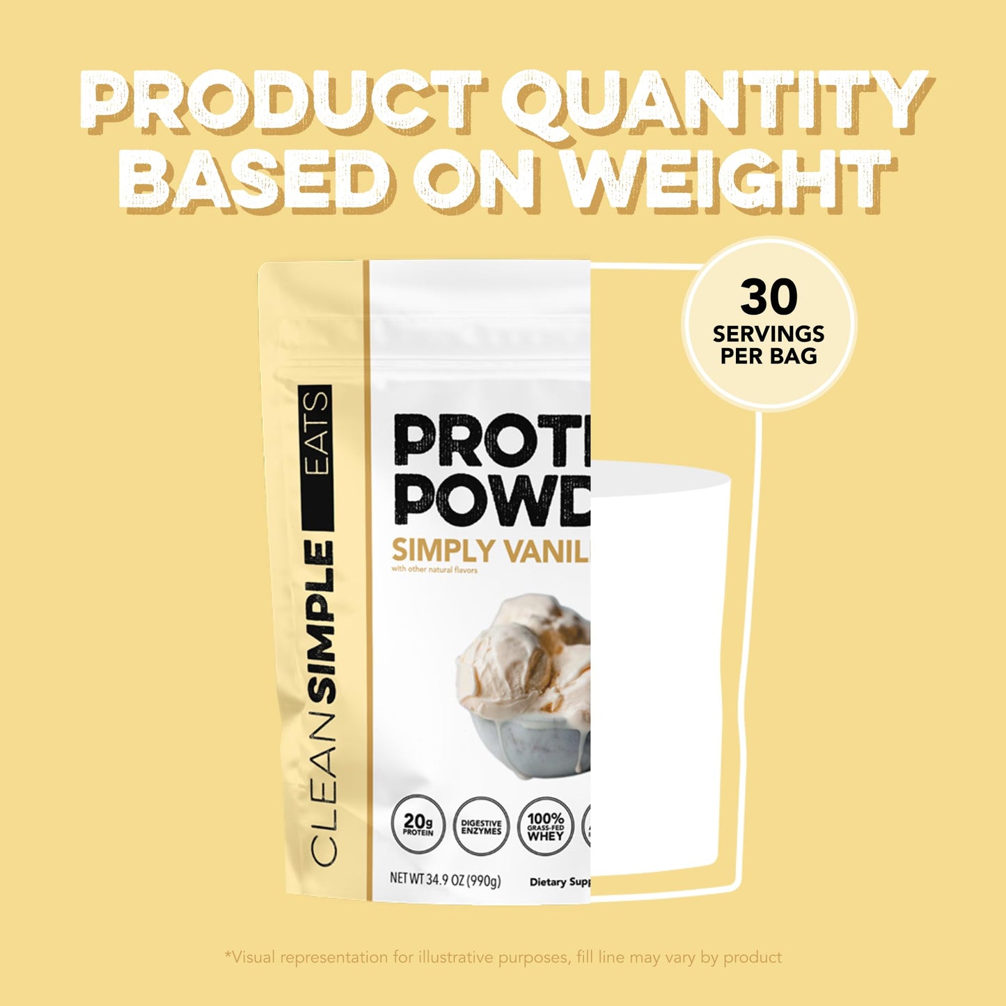 Clean Simple Eats Whey Protein Powder, Simply Vanilla Flavor, 30 Servings