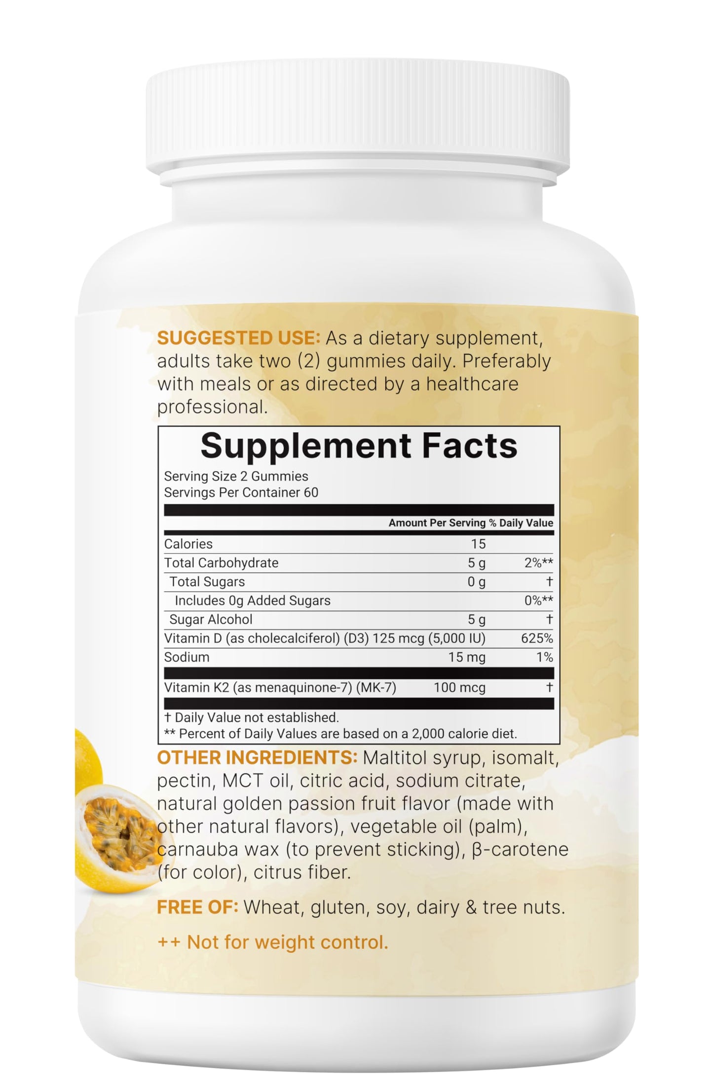 Micro Ingredients Vitamin D3 K2 Gummies, 120 Count