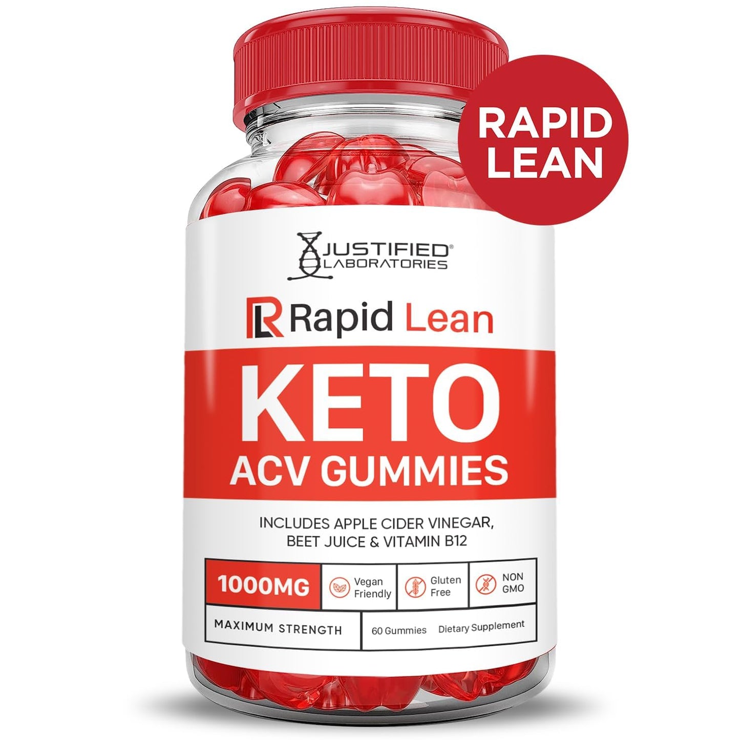 Justified Laboratories Rapid Lean Keto ACV Gummies, 180 Gummies