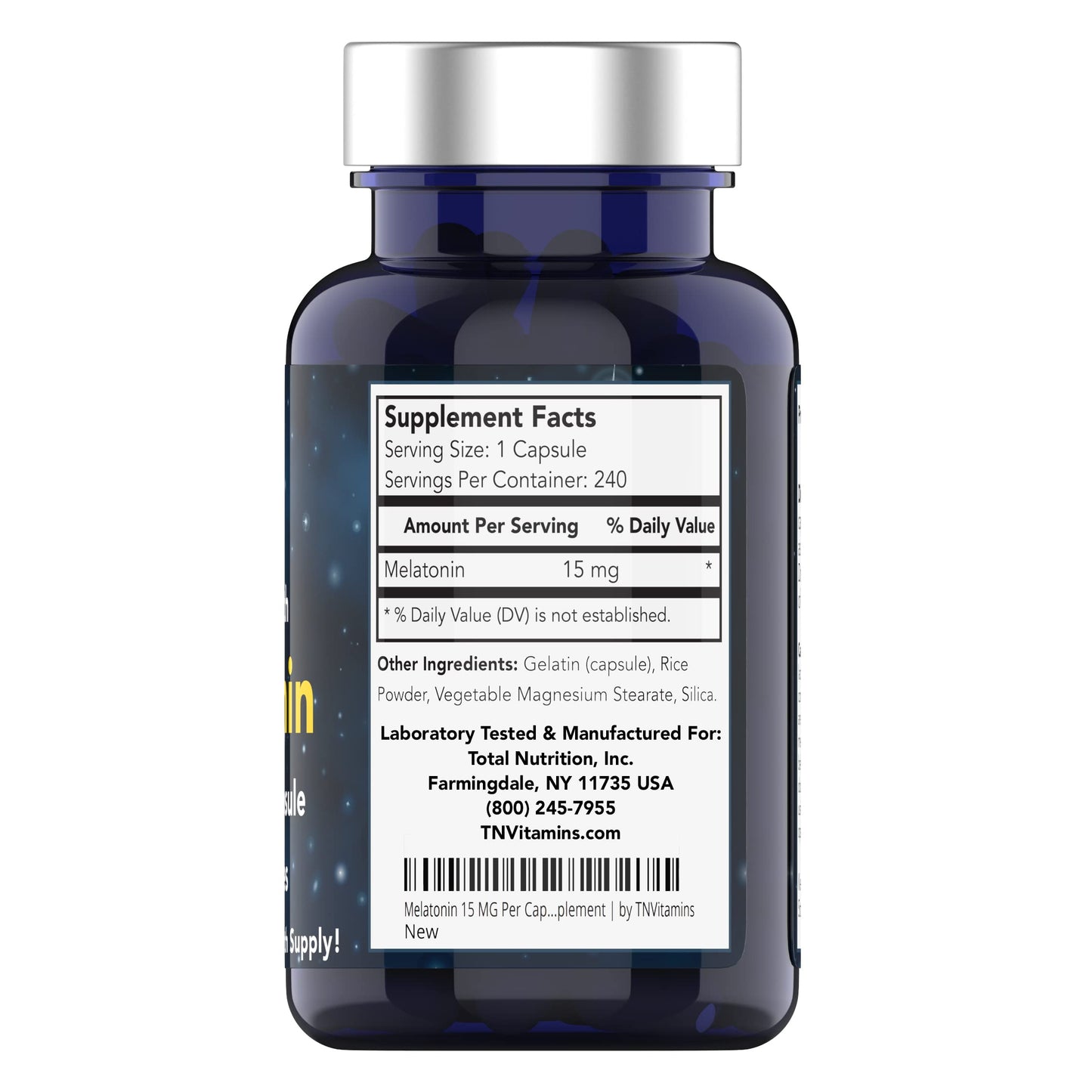 tnvitamins Melatonin 15 mg Capsule, 240 Count