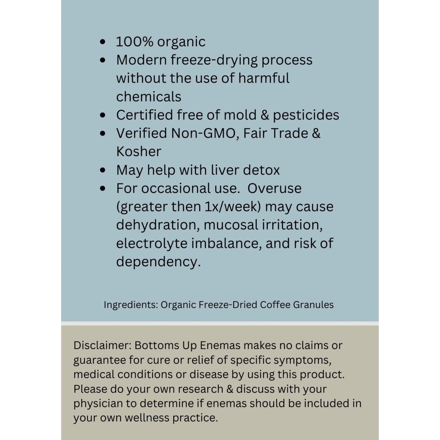 Bottoms Up Enemas Freeze-Dried Coffee Powder, Set of 4