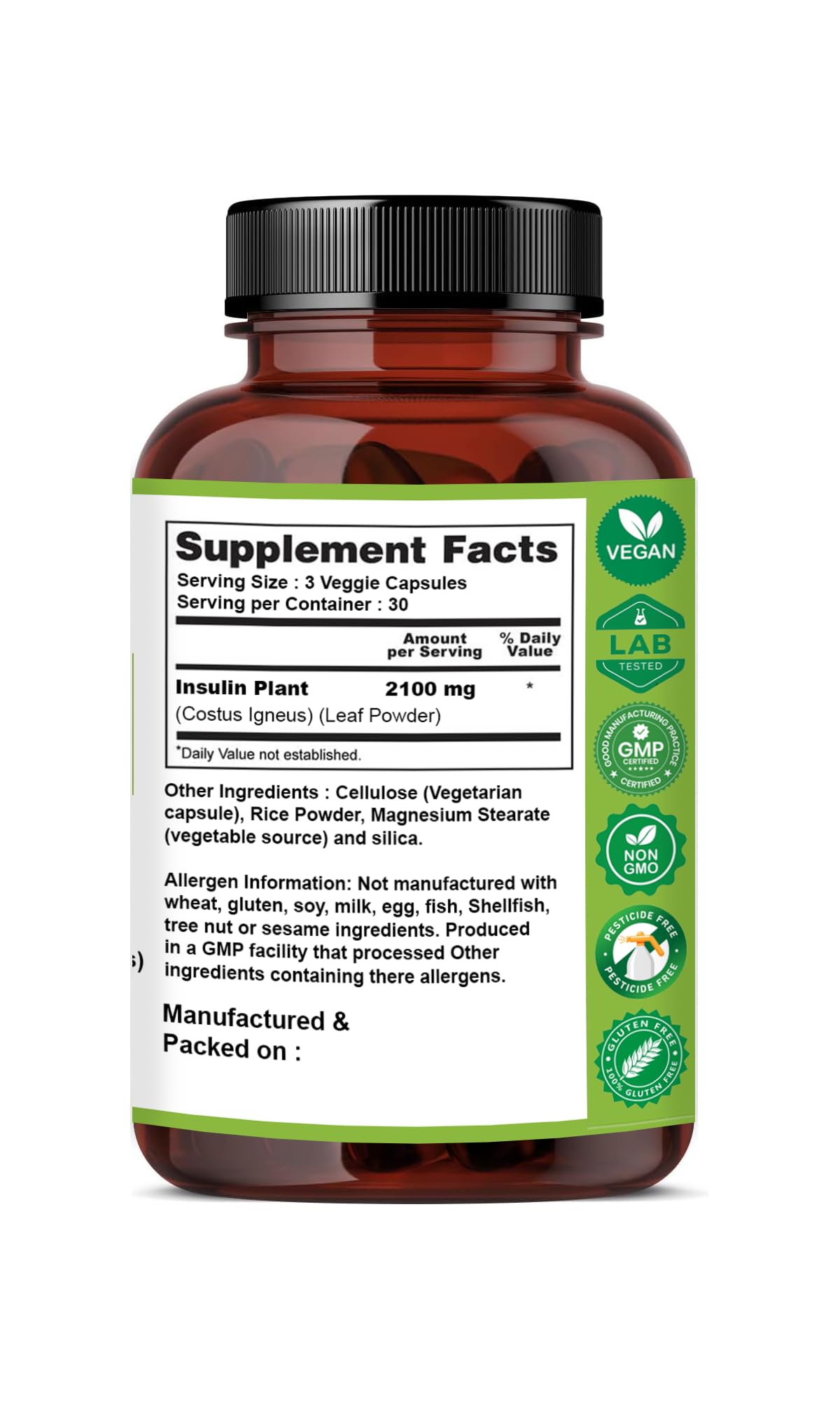 Naturfi Organic Insulin Plant Capsules 90 Count