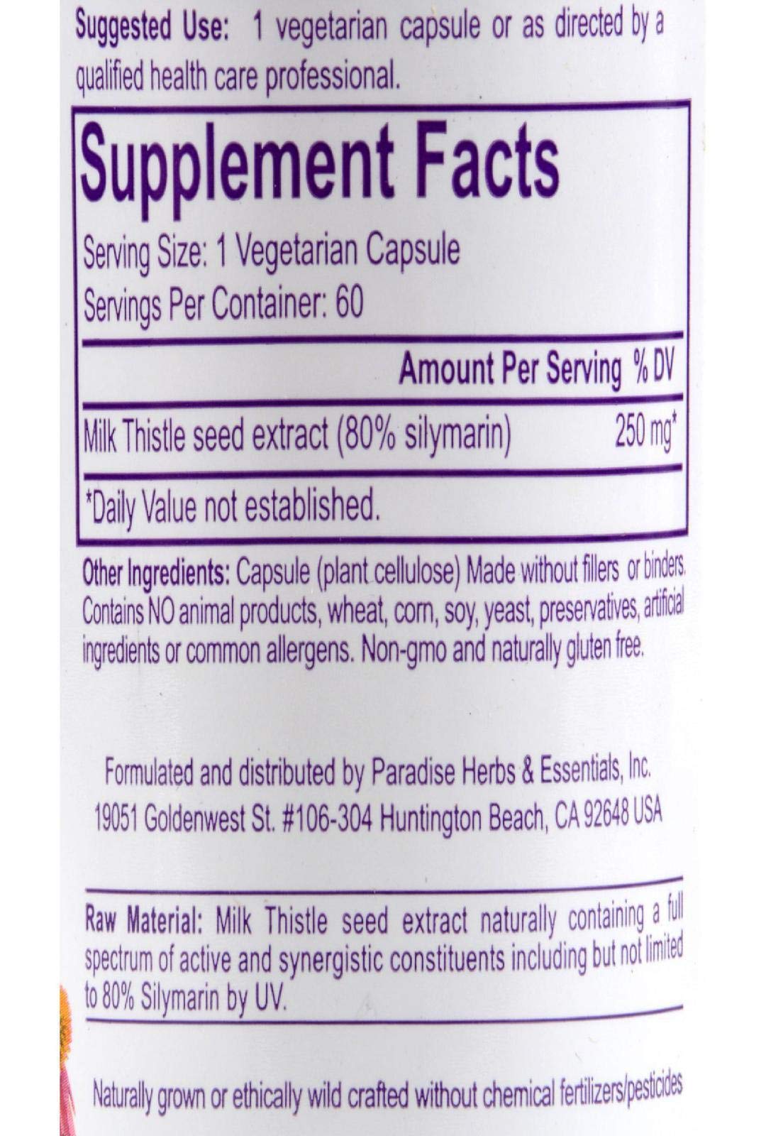 Paradise Herbs Milk Thistle Extract Capsule, 120 Count