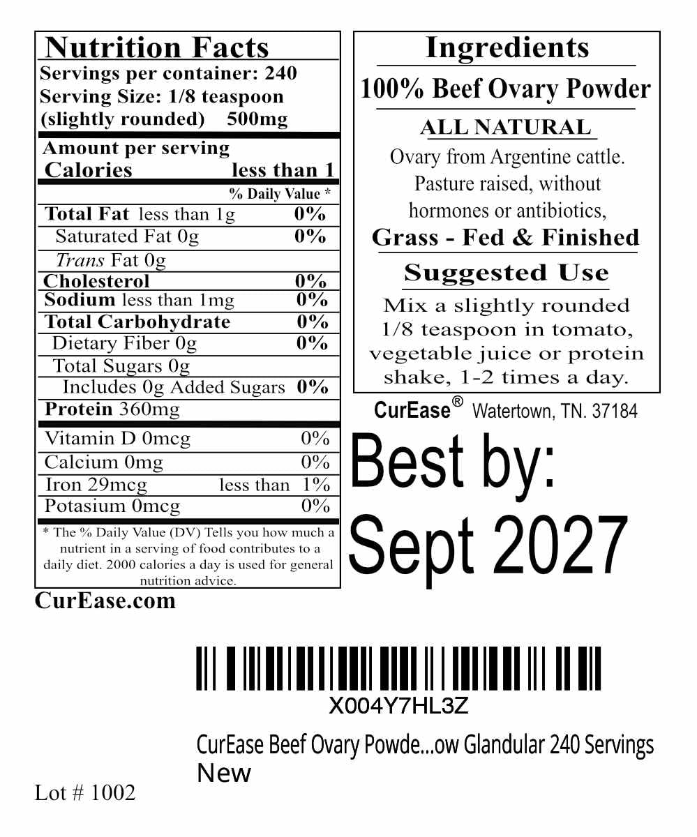 CurEase Beef Ovary Powder 240 Servings