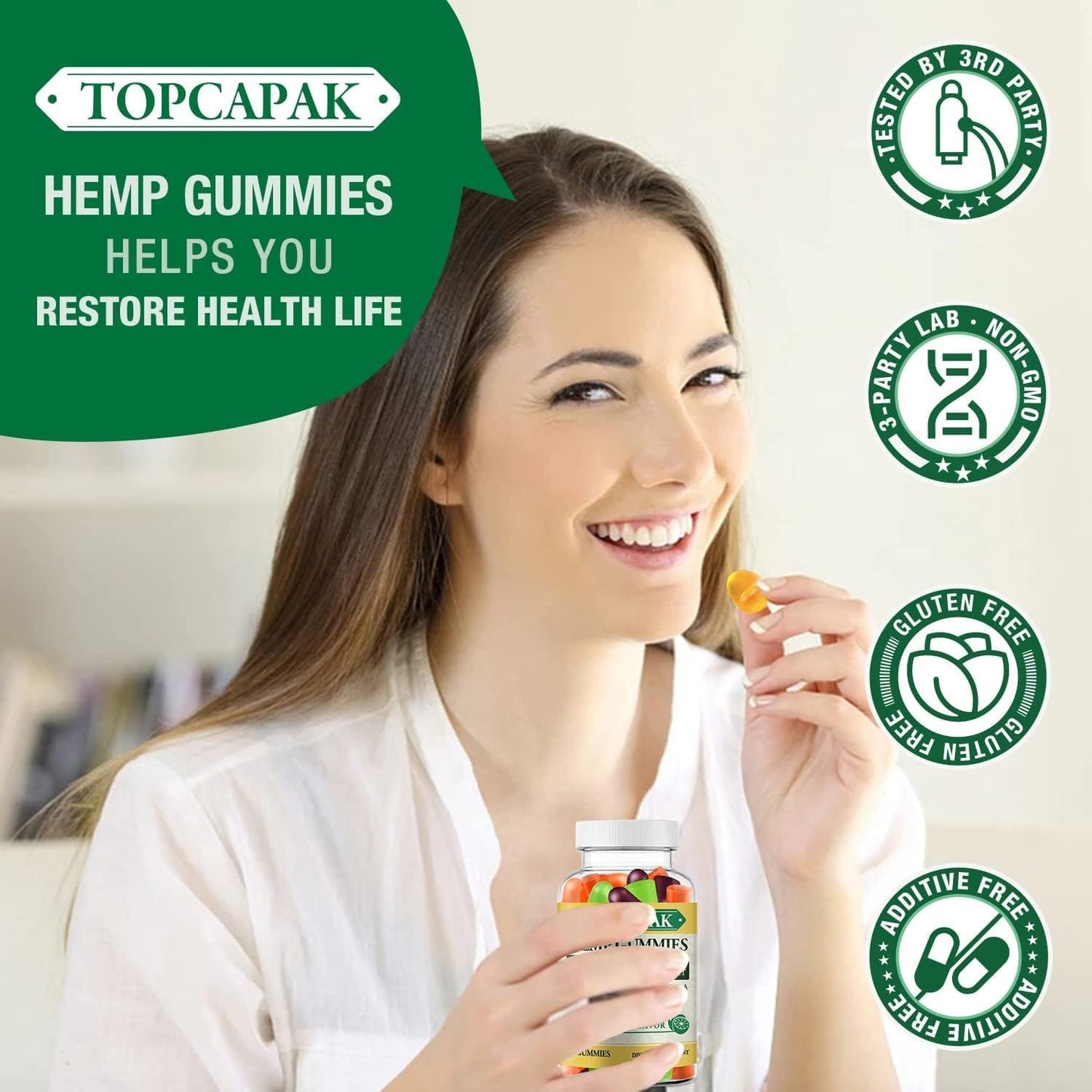 TOPCAPAK Hemp Gummies for Sleep, Pain, Anxiety - Advanced Extra Strength Supplement with High Potency Pure Hemp Oil Extract, 160 Gummies