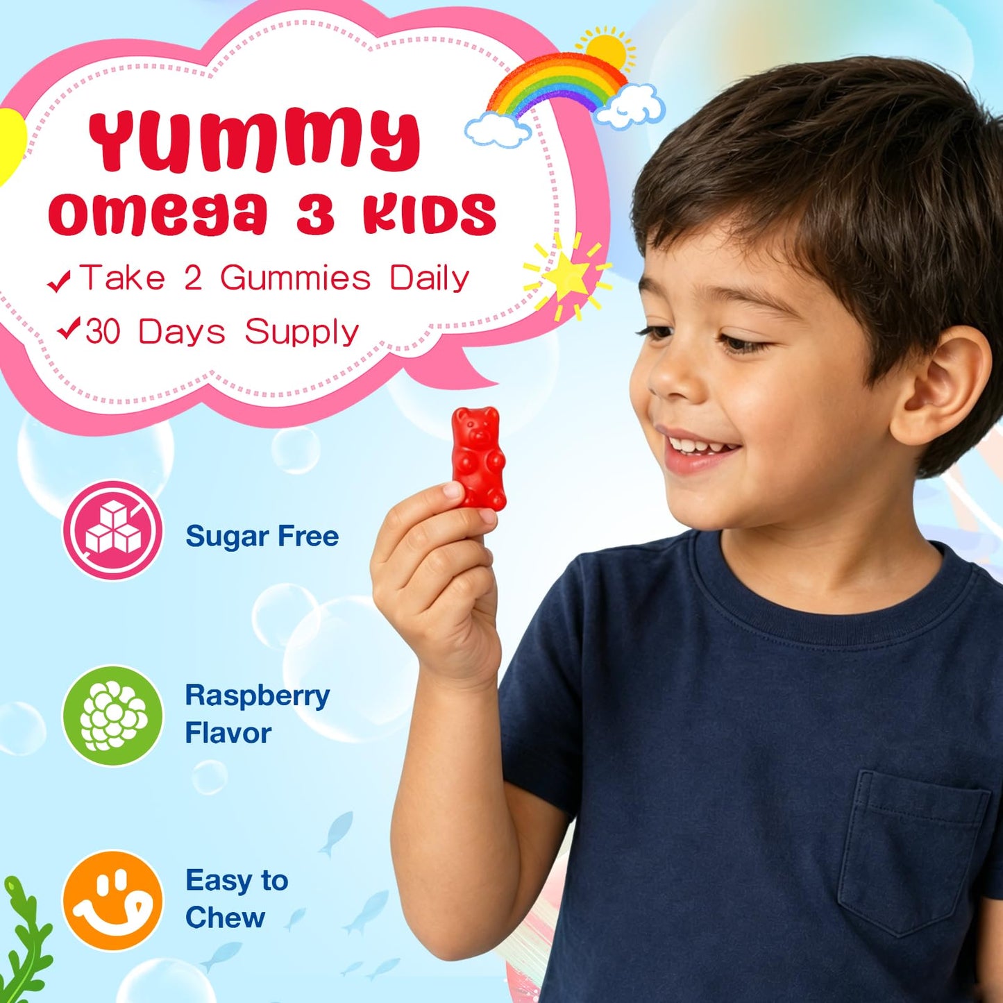 YUULAI Omega-3 Gummies for Kids, 120 Count