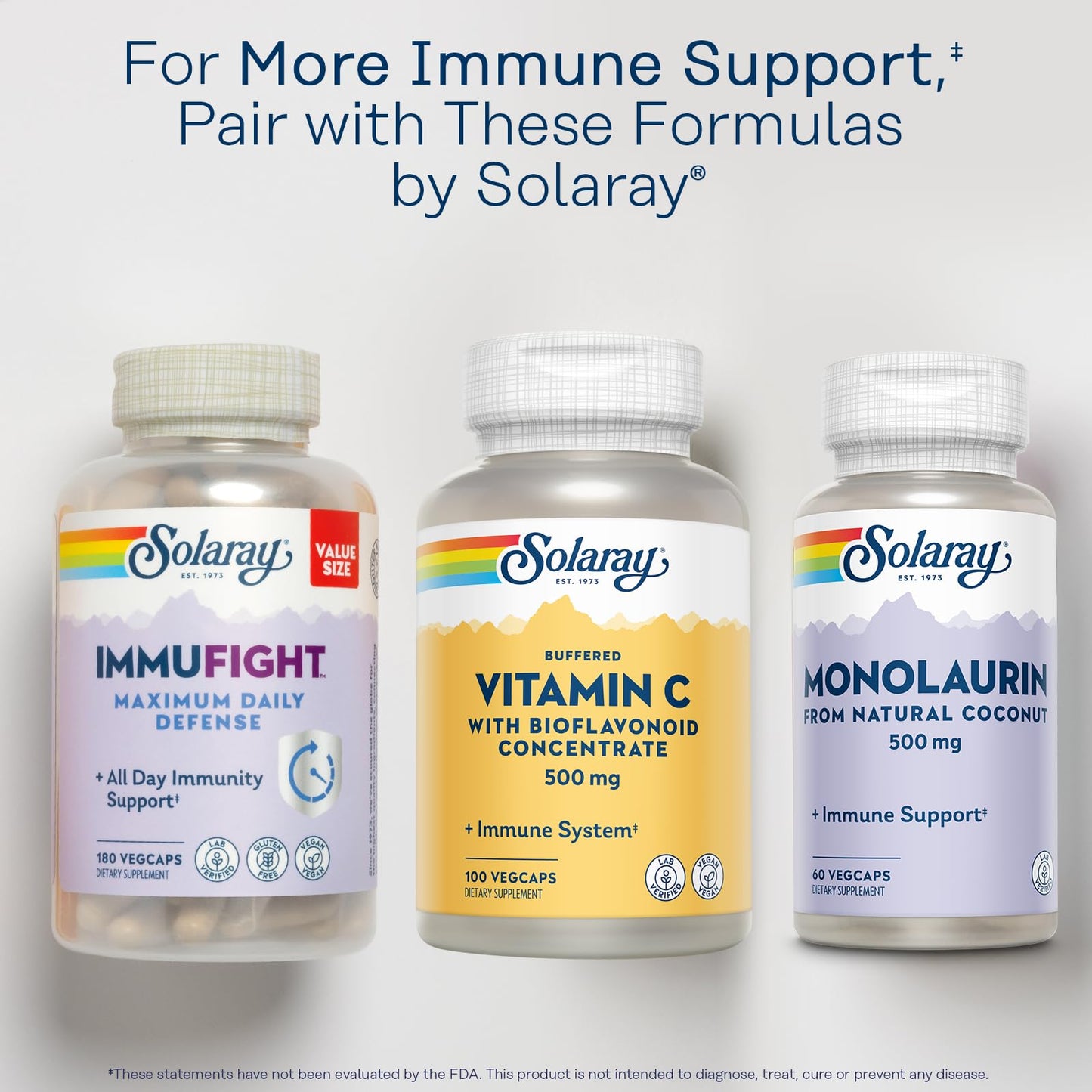 Solaray Buffered Vitamin C 500mg with Bioflavonoids, Rose Hips and Acerola Cherry Immune Support VegCaps 100