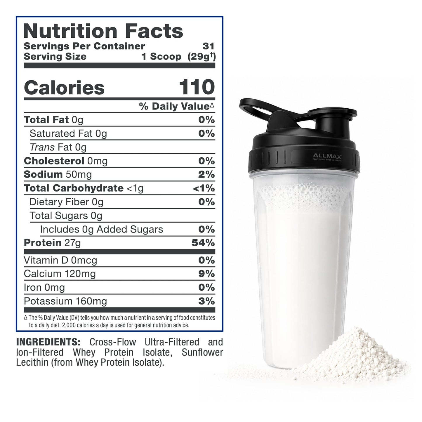 ALLMAX ISONATURAL Whey Protein Isolate Powder, 32 Servings, 2 lb