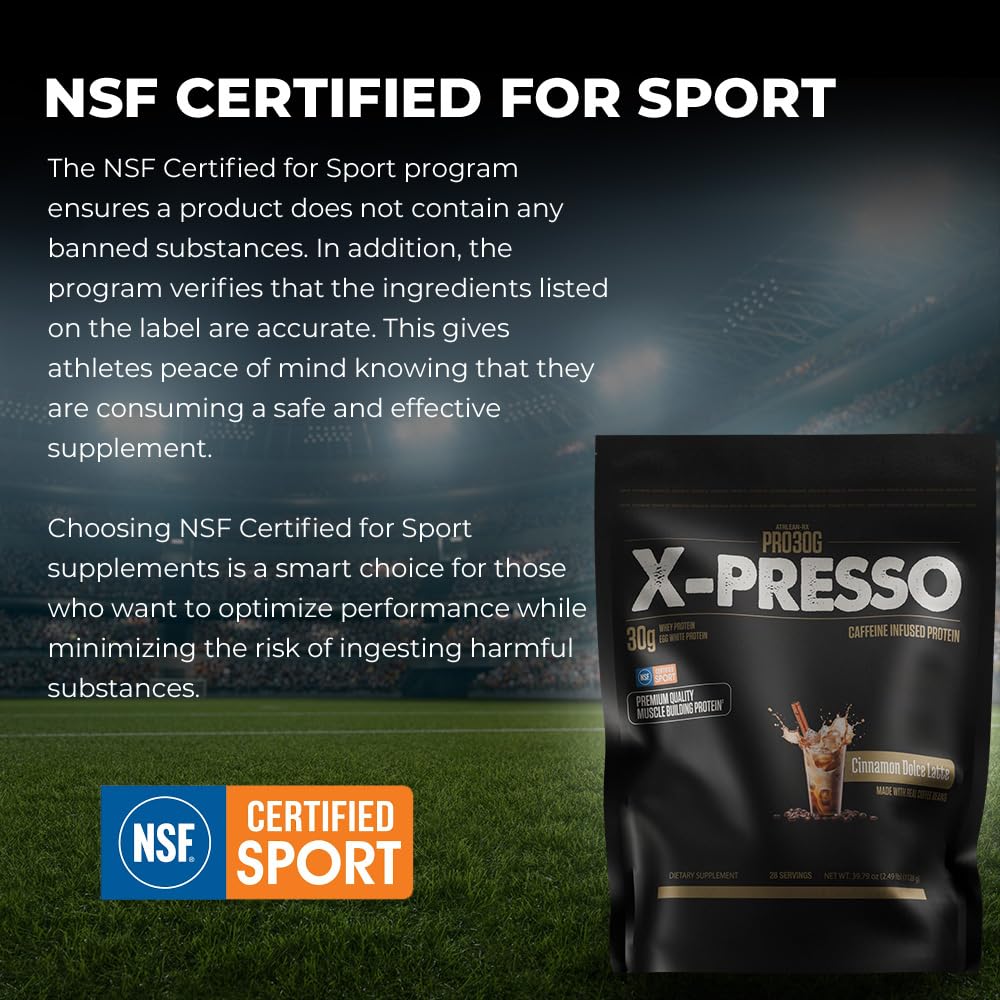 ATHLEAN-RX Xpresso Premium Caffeinated Protein Powder Cinnamon Dolce Latte, 2.78 lb