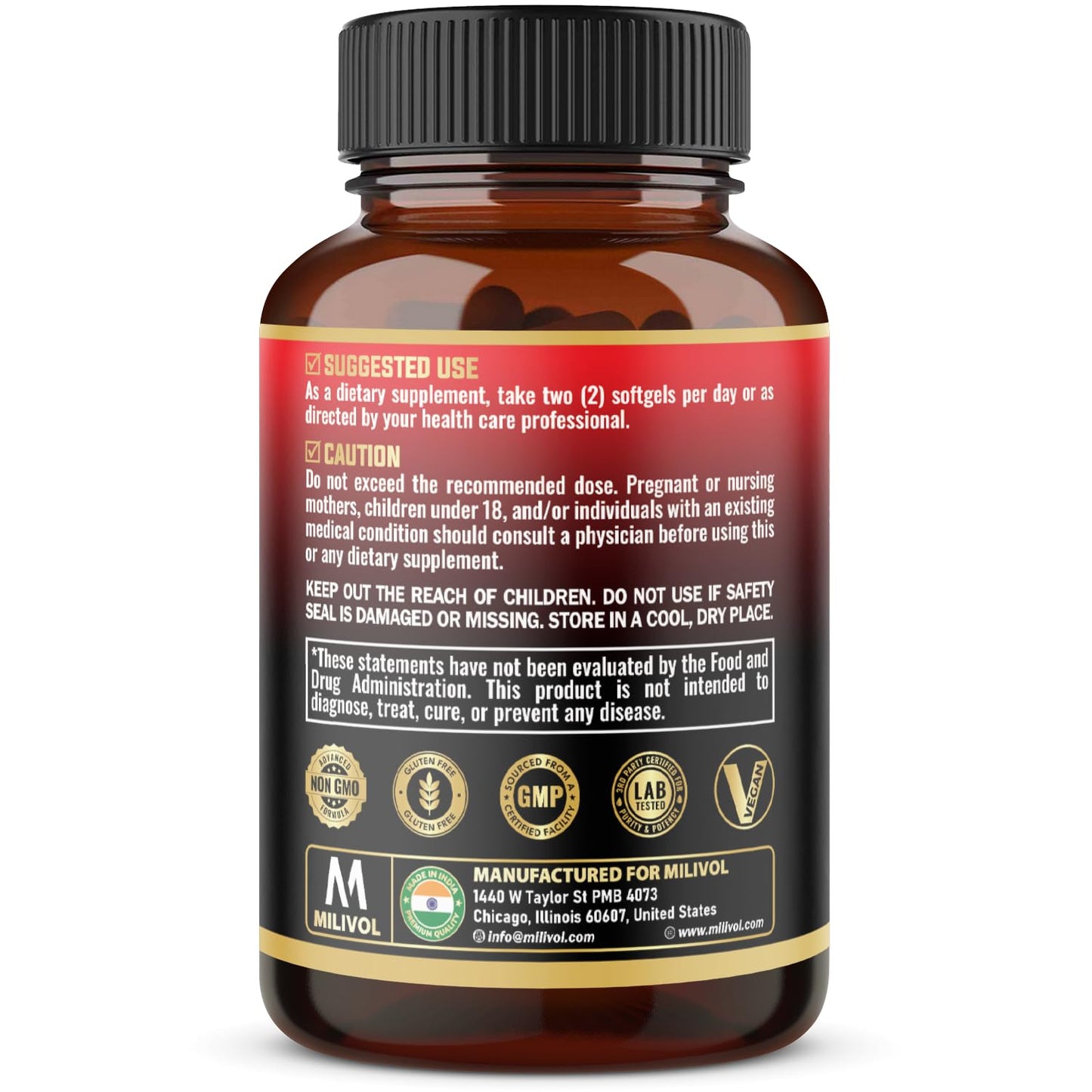 MILIVOL Aged Garlic Softgels with Garlic Extract, Ginger Root, Turmeric Root, and Black Pepper, 60 Softgels