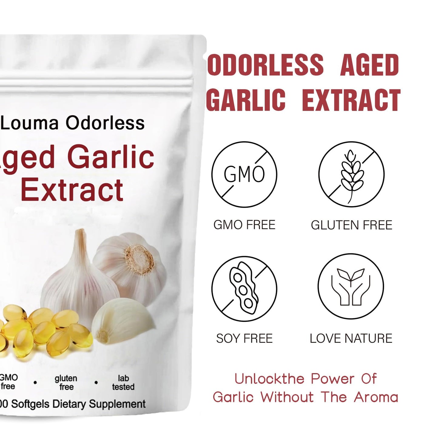 Louma Odorless Aged Garlic Extract Softgel 300 Count