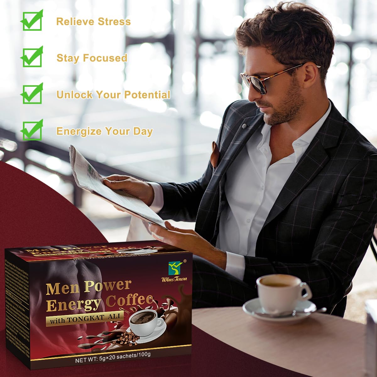FARWIX Maca Coffee for Men Herbal Energy Coffee with Tongkat Ali Powder, 4 Ounce