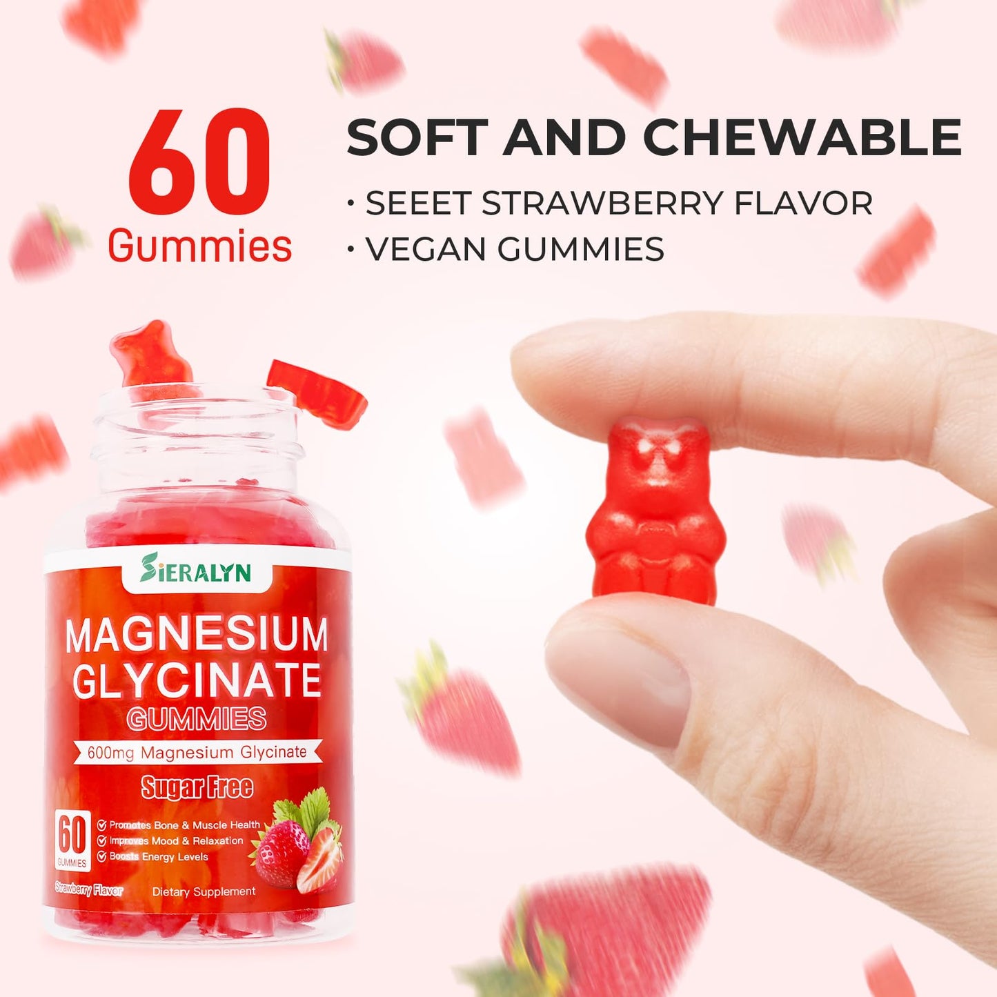 Sieralyn Magnesium Glycinate Gummies 600mg, 60 Count