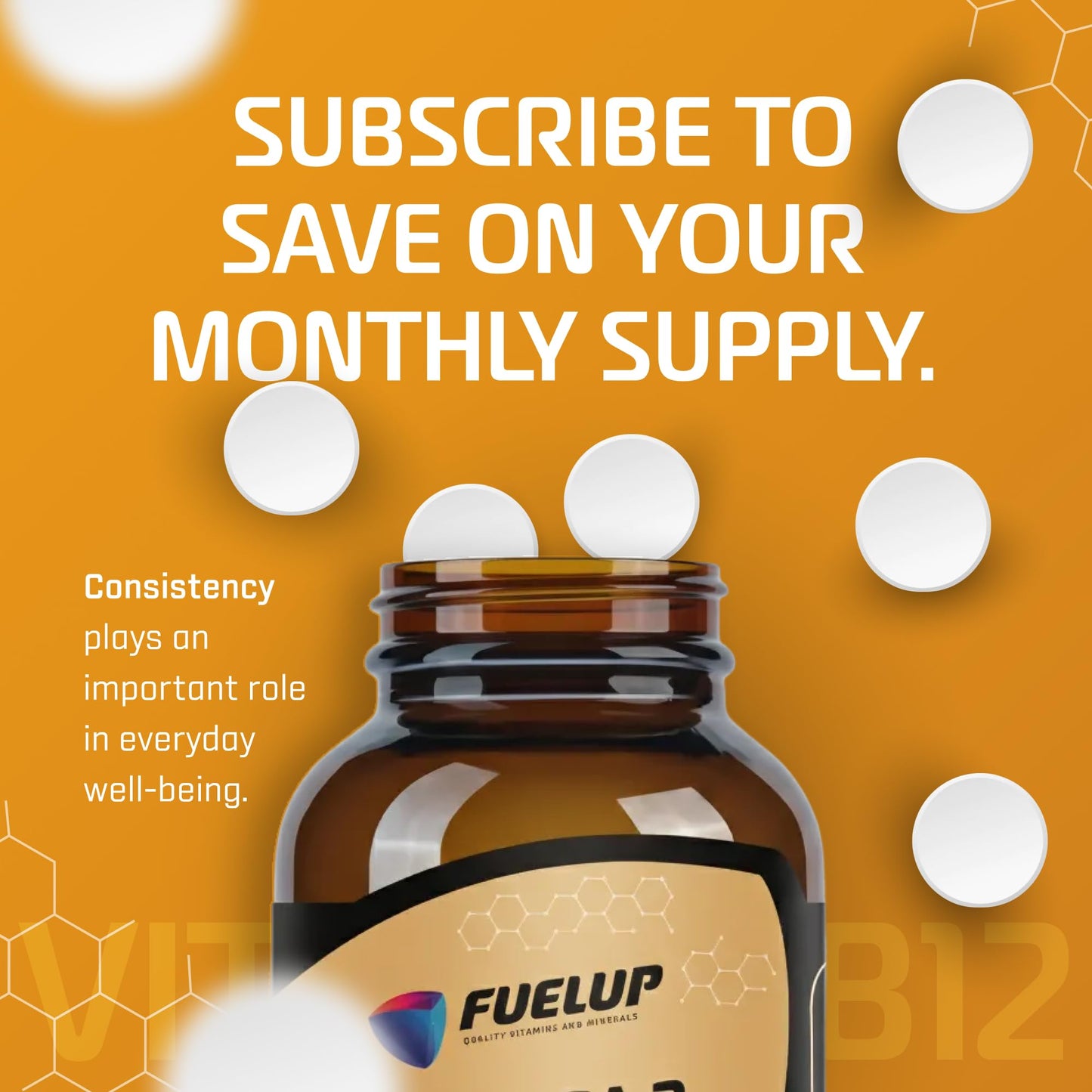 Fuelup Vitamin B12 Cyanocobalamin 1000 mcg Tablet, 100 Count