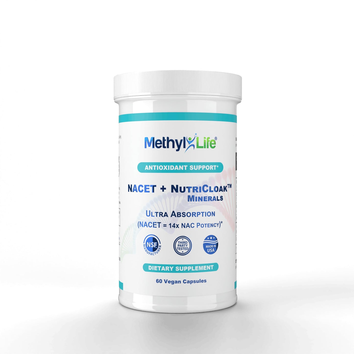 Methyl-Life NACET + NutriCloak Minerals – Liposomal Magnesium, Zinc & Selenium and Key cofactors Molybdenum and Glycine, 60 Capsules