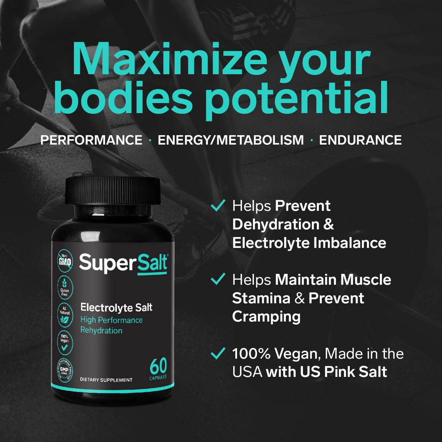 SuperSalt Keto Electrolyte Supplement Salt Replacement Capsules, Tablets, 60 Count