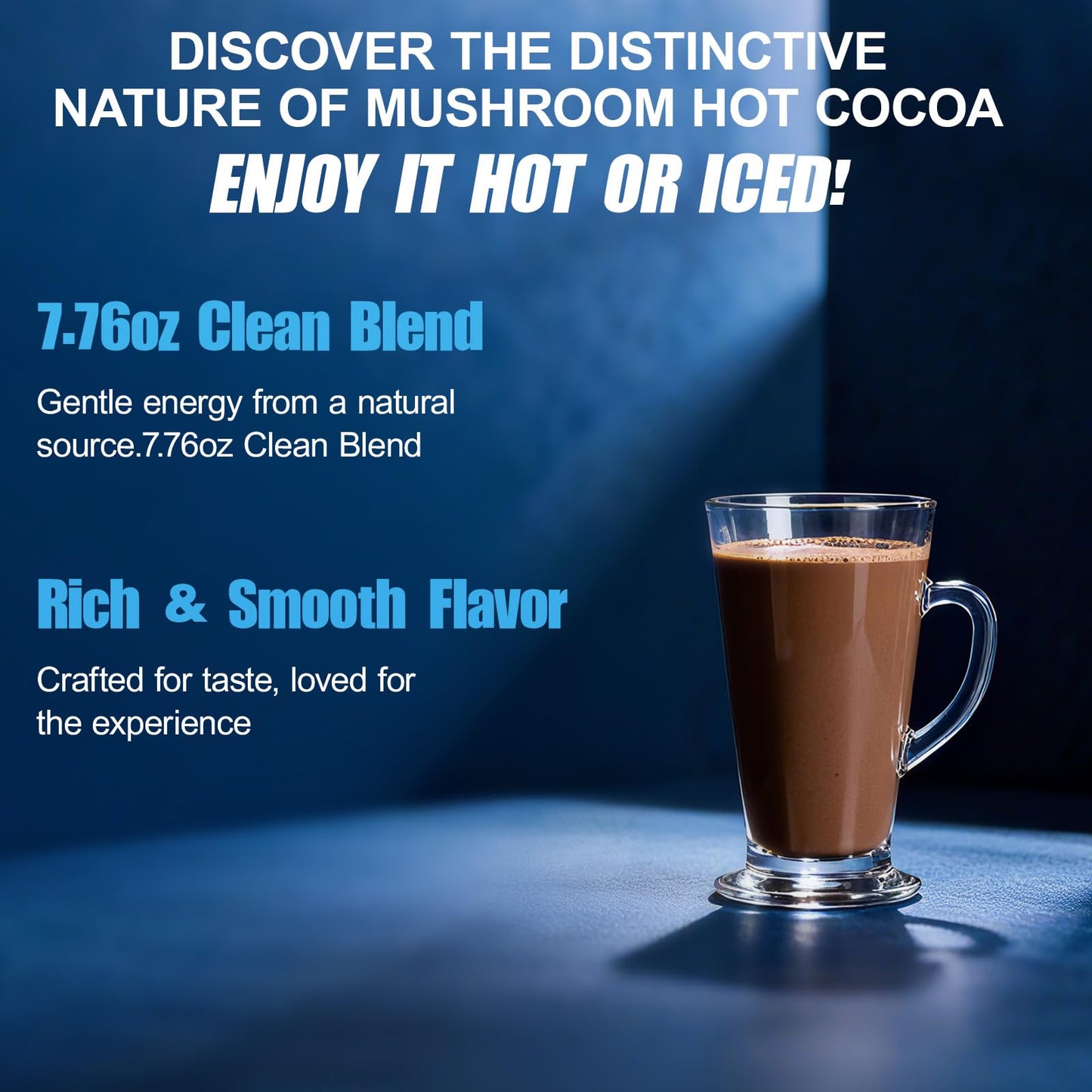 Bcuelov Mushroom Hot Cocoa Powder with Reishi Mushroom, Melatonin, Glycine, Cacao, L-Theanine, Chicory to Help Fall Asleep and Stay Asleep, 7.76 Ounce