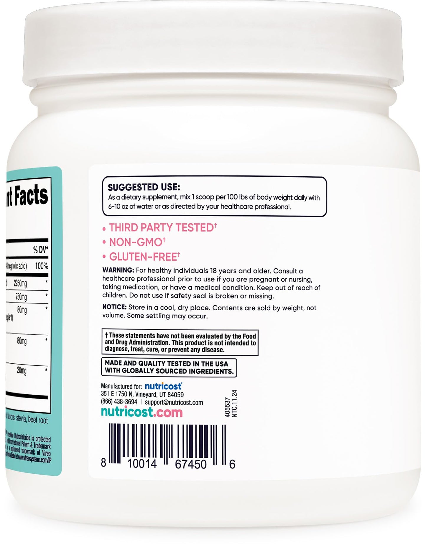Nutricost Creatine Monohydrate Powder 20.1 Servings