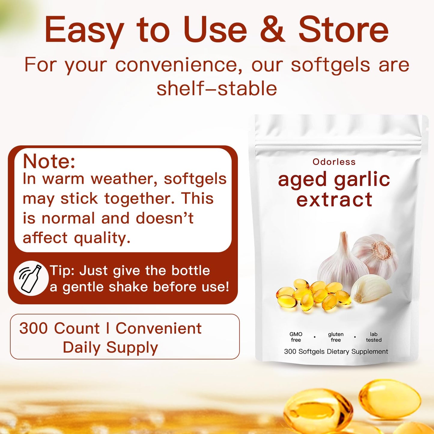 EOQIFJM Aged Garlic Extract Capsules 300 Count