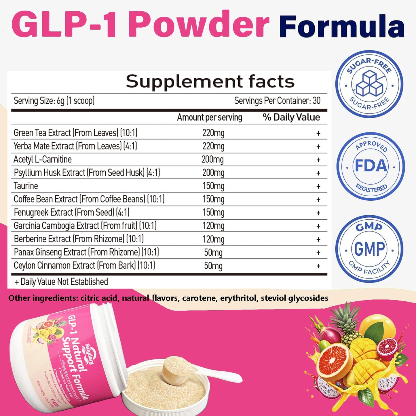 Suiyilary GLP-1 Booster Supplement Powder, 6.35 Ounce