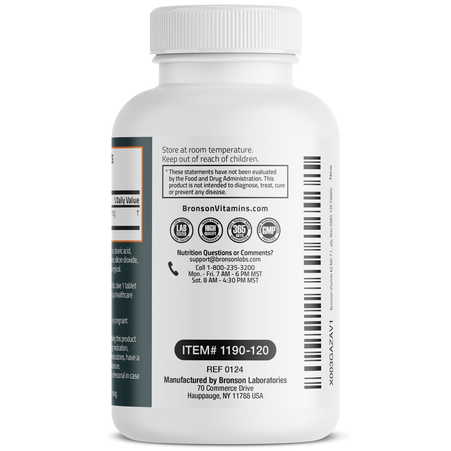 Bronson Vitamin K2 MK-7 100 MCG K2 as MK7 Menaquinone Non-GMO Tablets, 120 Count