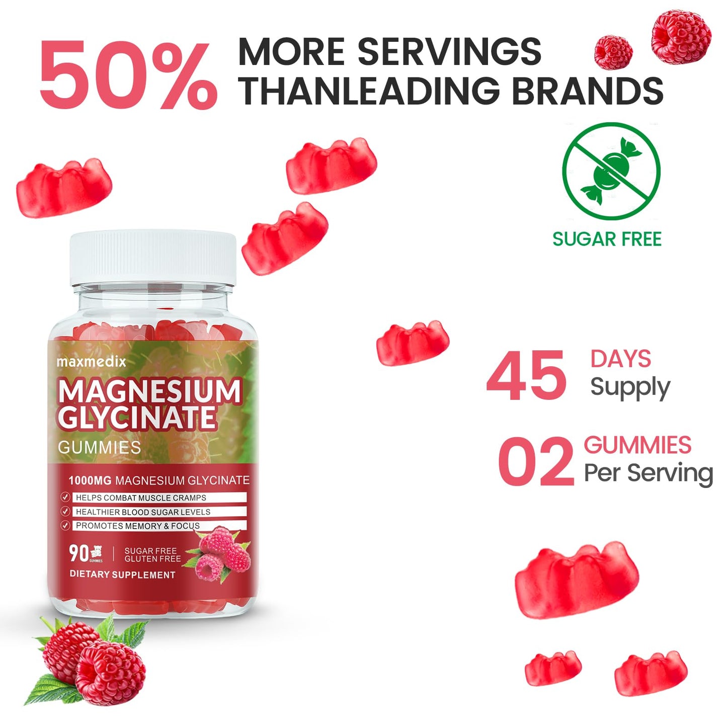 maxmedix Magnesium Glycinate Gummies 1000mg, 90 Count