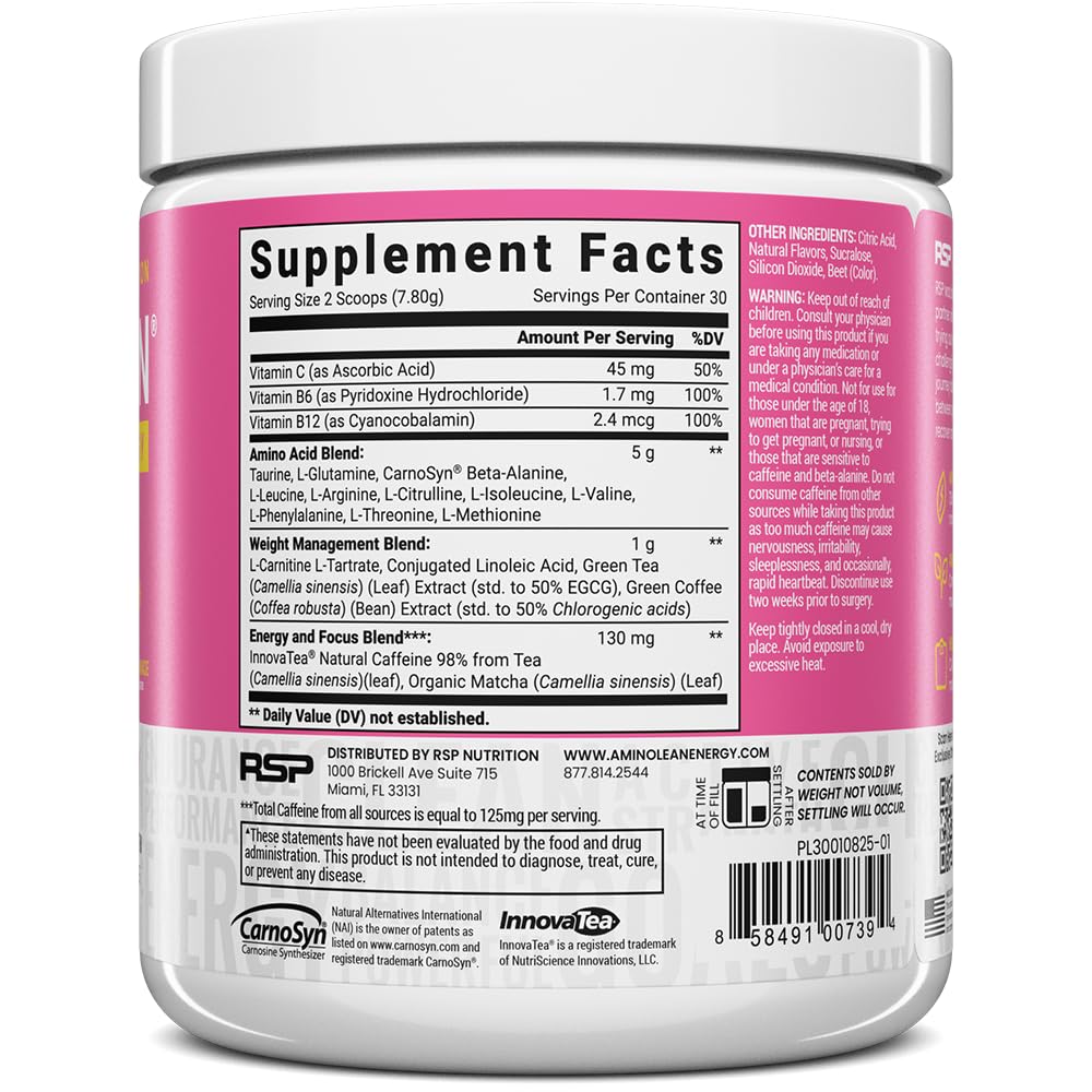 RSP NUTRITION AminoLean Pre Workout Powder, 30 Servings