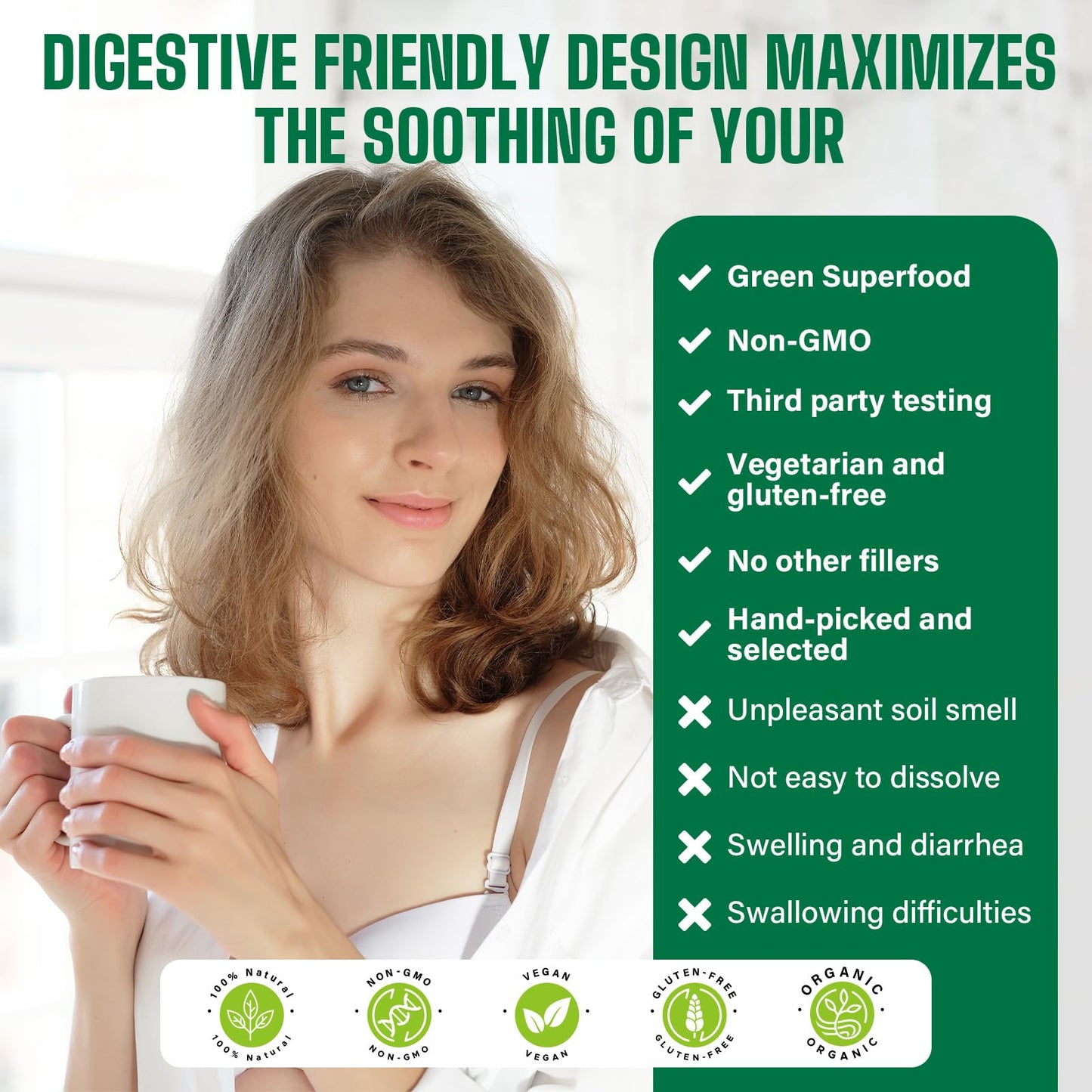 Easinloty Moringa Powder Organic 2000mg with Ashwagandha, Turmeric, 20B CFU Probiotic, 6.3 oz