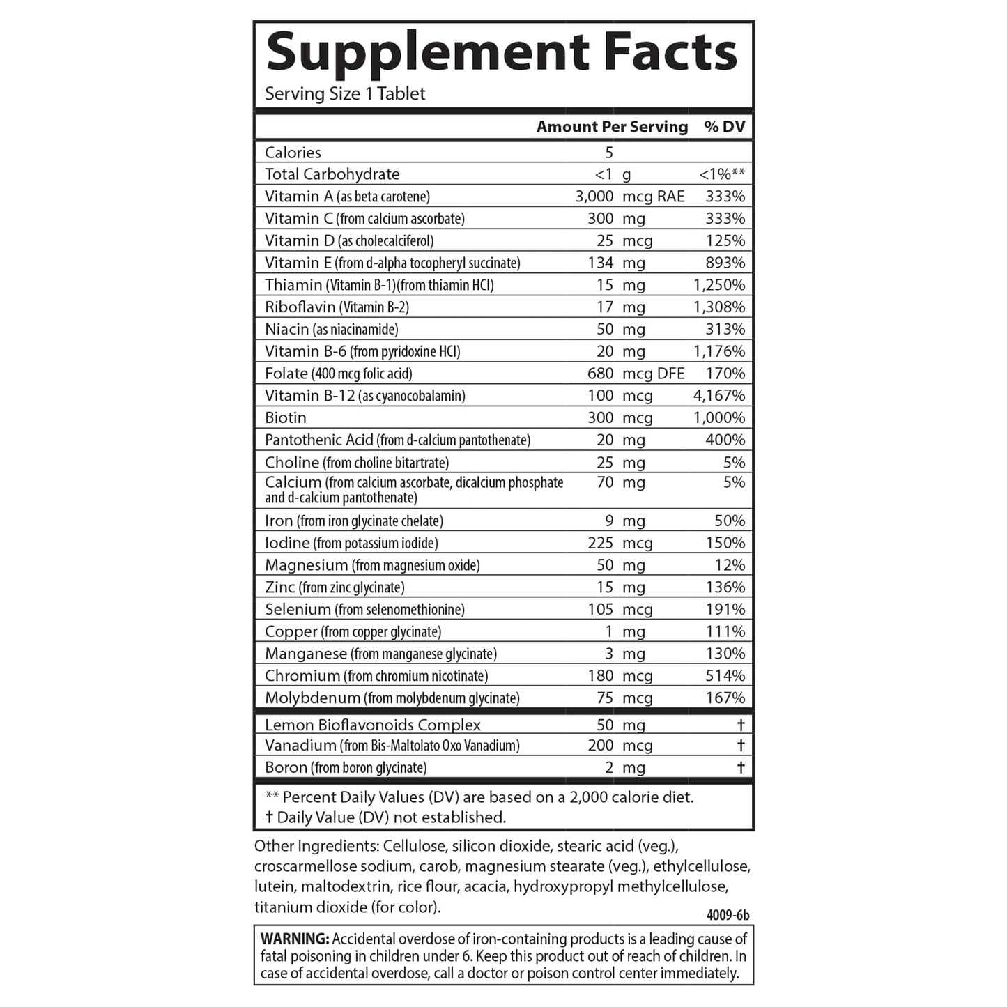Carlson Super 1 Daily, Vegetarian Multiple Formula Tablet, 60 Tablets
