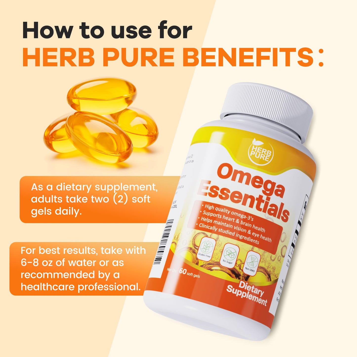 HERB PURE Omega-3 Fish Oil Capsule 180 Capsules