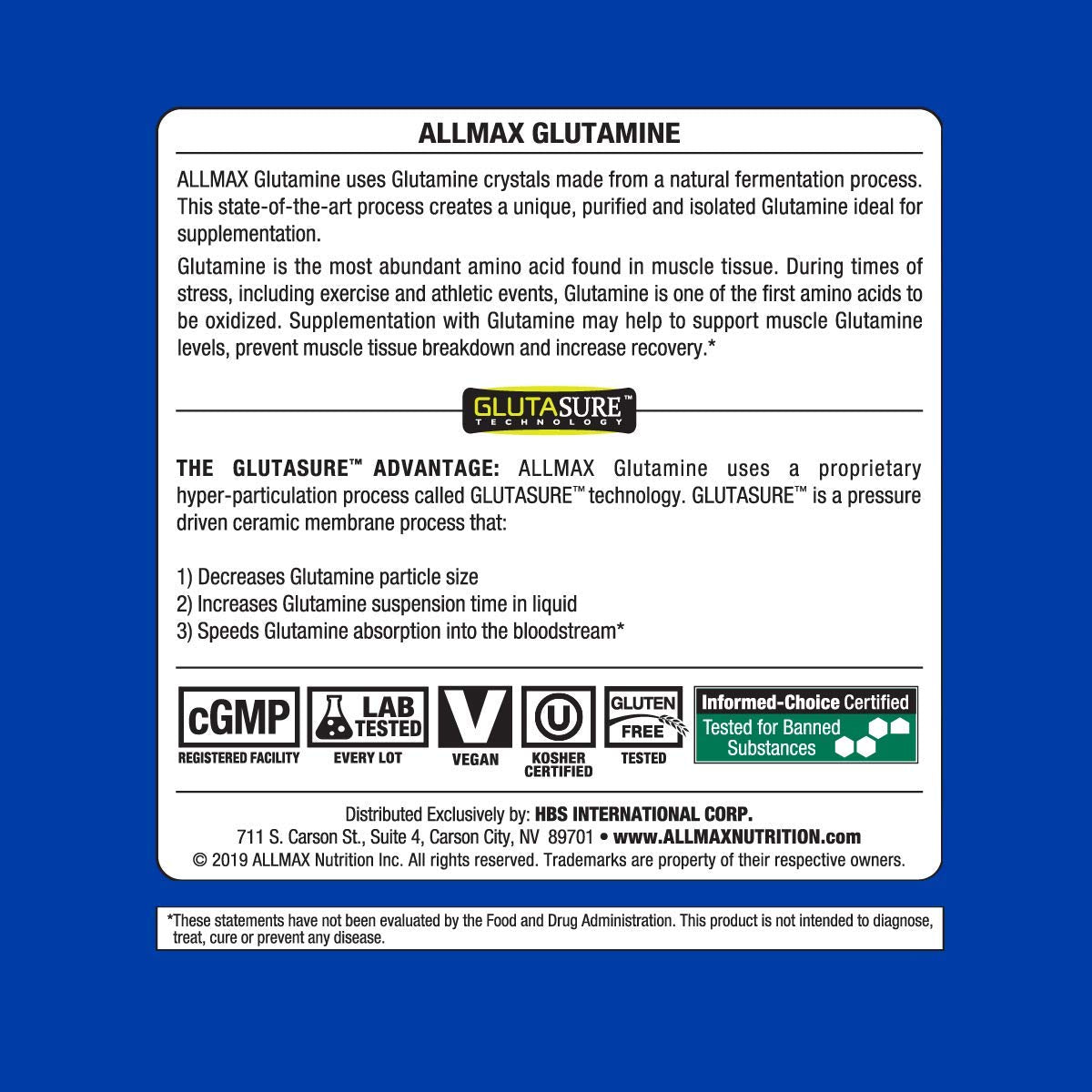 ALLMAX Glutamine Powder 35 Servings