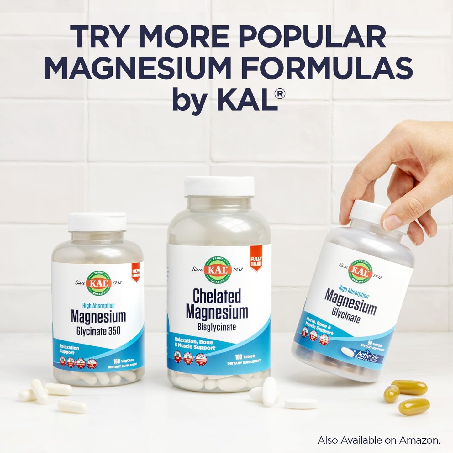 KAL Cal-Citrate+ Calcium Citrate Plus Vitamin D-3 and 500 mg Magnesium, 120 Tablets