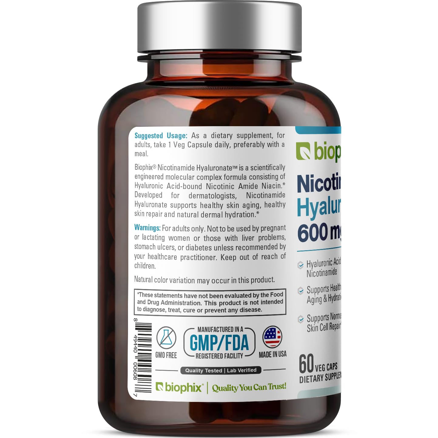 biophix Nicotinamide Hyaluronate 600 mg Capsule, 60 Count