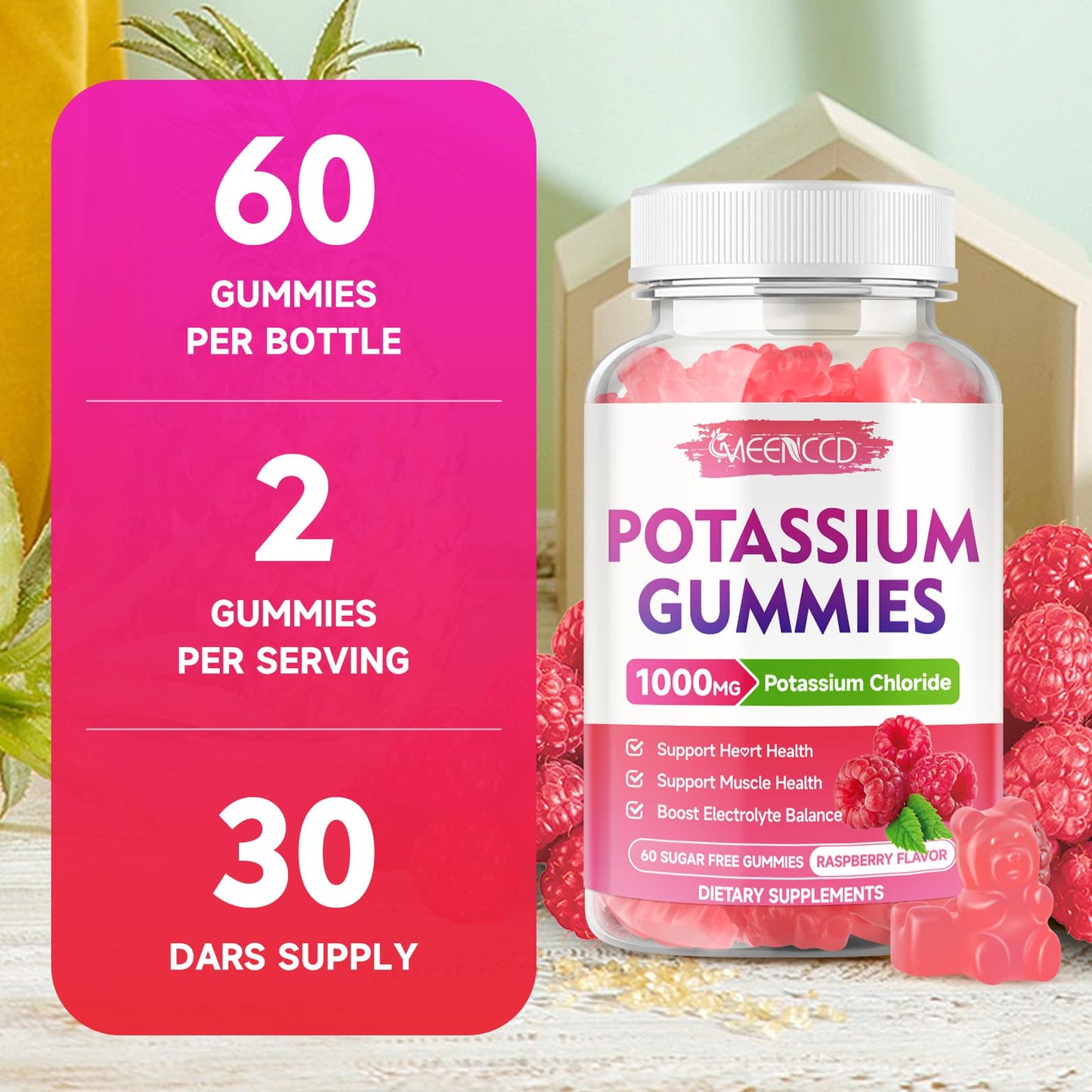 MEENCCD Potassium Gummies 120 Count
